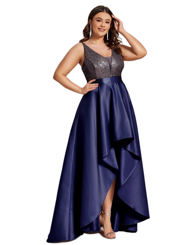 Navy blue high low formal dress hotsell